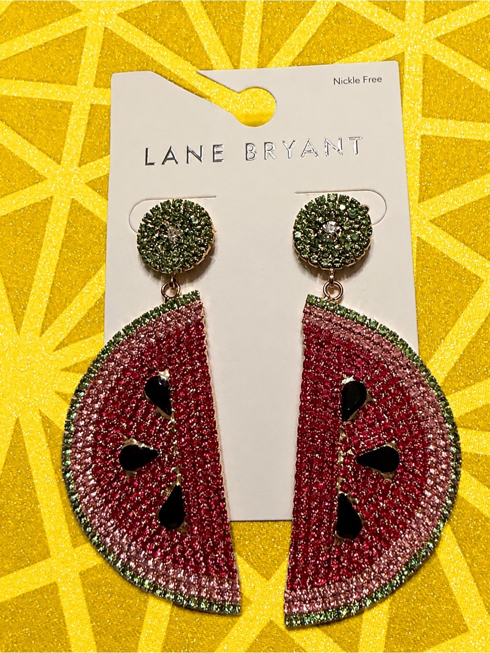 Lane Bryant watermelon sparkle earrings new with tag